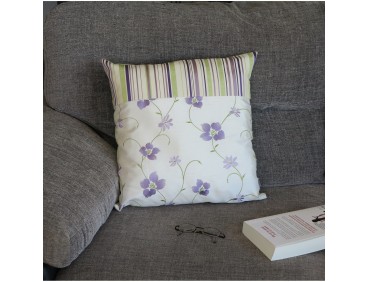 Housse de coussin Zoé parme violet et vert anis