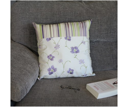 Housse de coussin Zoé parme violet et vert anis