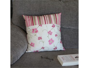 Housse de coussin zoé rose et vert