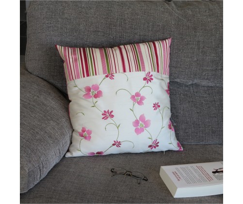 Housse de coussin zoé rose et vert