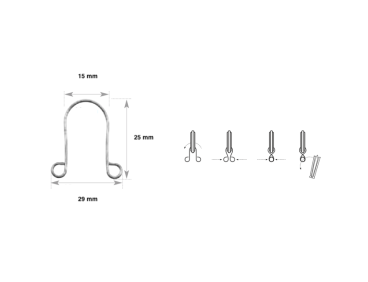 Agrafes Lyre argenté pour anneaux (paquet de 10)
