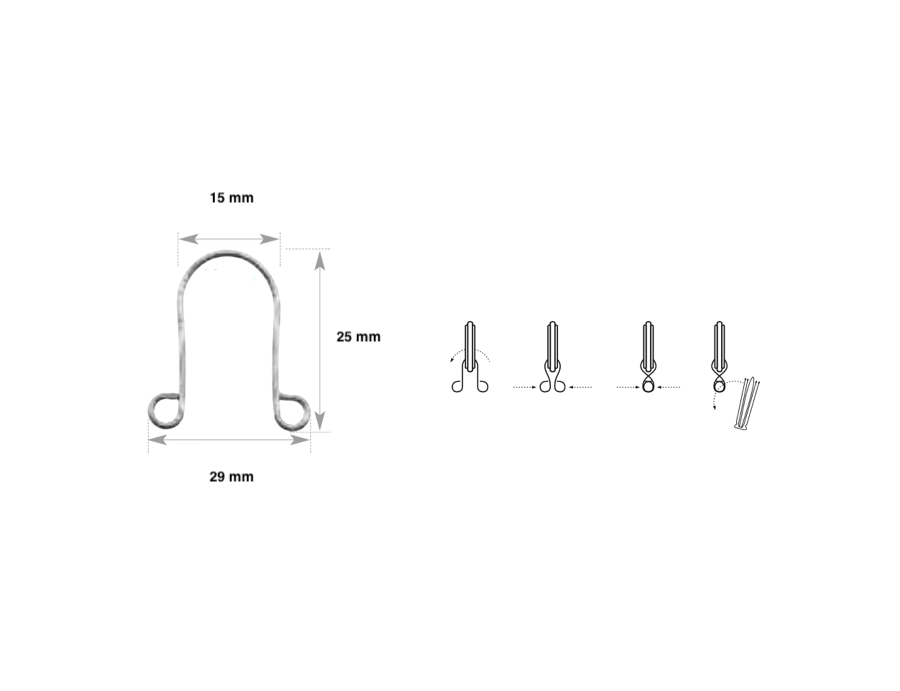 Agrafes Lyre argenté pour anneaux (paquet de 10)