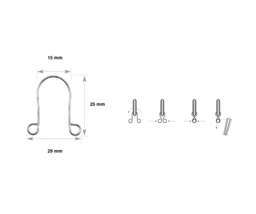 Agrafes Lyre argenté pour anneaux (paquet de 10)