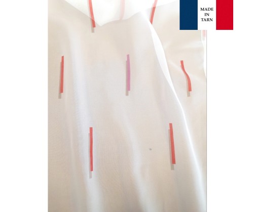 Voilage sur mesure blanc et rouge (jusqu'à 290 cm de haut )