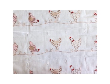 Rideaux de vitrages Modulable blanc avec poule en 56 cm de large
