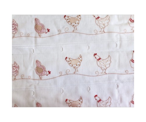 Rideaux de vitrages Modulable blanc avec poule en 56 cm de large