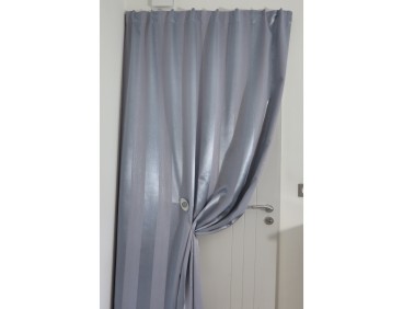 Rideaux ruflette isolant thermique et solaire LAGUNA parme pour tringle portière 146 x 282 cm