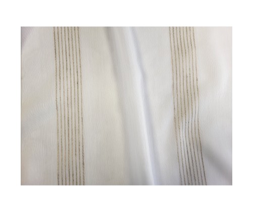 Voile au mètre blanc cassé avec rayure beige naturel en grande hauteur 300 cm