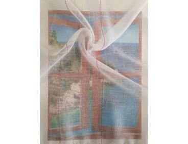 Voilage sur mesure rouge argent  (jusqu'à 290 cm de haut). 3847