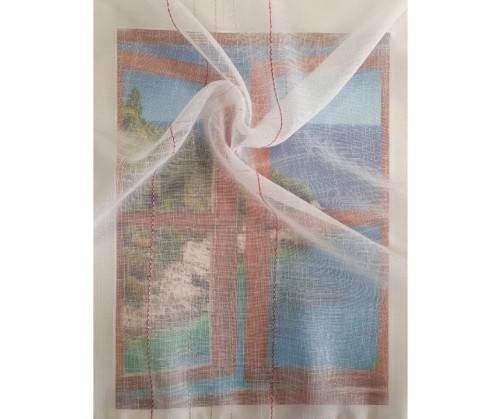 Voilage sur mesure rouge argent  (jusqu'à 290 cm de haut). 3847