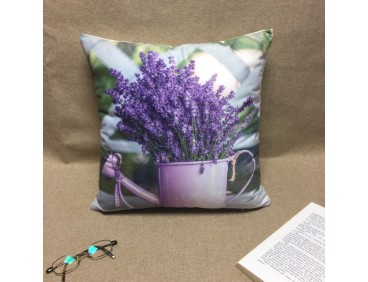 Housse de coussin lavandes 40 x 40 cm