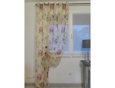 Rideaux voilage Ado TARBES fushia, grande hauteur