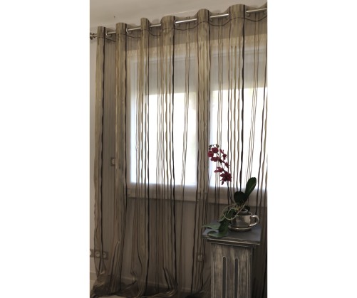 Voilage prêt à poser grande largeur NIRVANA taupe 280 x 270 cm