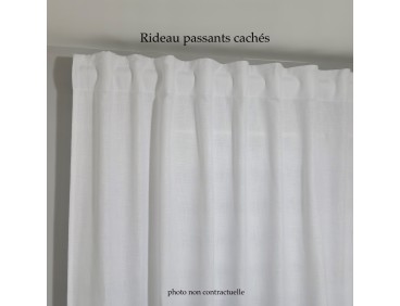 Voilage sur mesure blanc avec rayure gris et beige