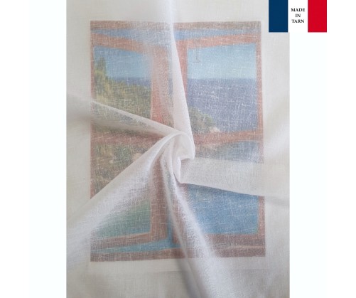 Rideaux Vitrages sur mesure aspect lin blanc