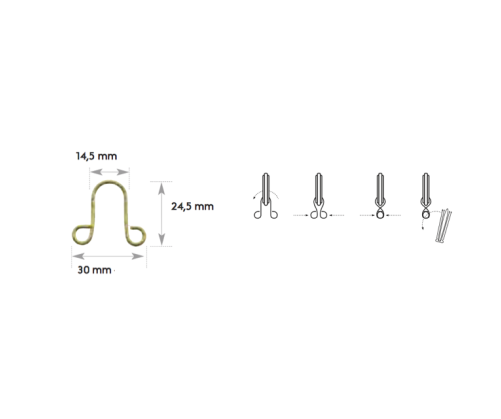Agrafes Lyre laiton pour anneaux (paquet de 10)