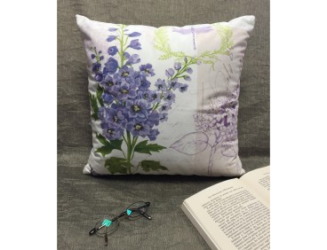 Housse de coussin fleurs parme 40 x 40 cm