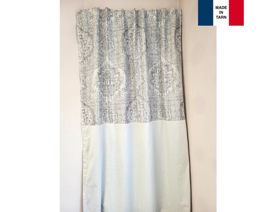 Rideaux ruflette isolant thermique PLEVIN beige pour tringle portière 130 x 234 cm