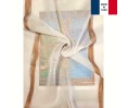 Voilage sur mesure blanc avec rayure terracotta et beige (jusqu'à 290 cm de haut). ref 8352/444 Voilage sur mesure blanc avec rayure terracotta et beige (jusqu'à 290 cm de haut). ref 8352/444