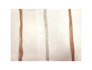 Voilage sur mesure blanc avec rayure terracotta et beige