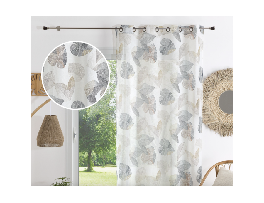 Voilage prêt à poser Bakari Moka 140 x 240 cm