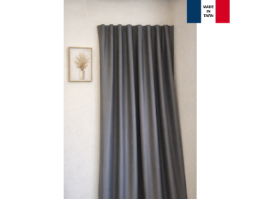 Rideaux ruflette isolant thermique DOJO anthracite pour porte d'entrée