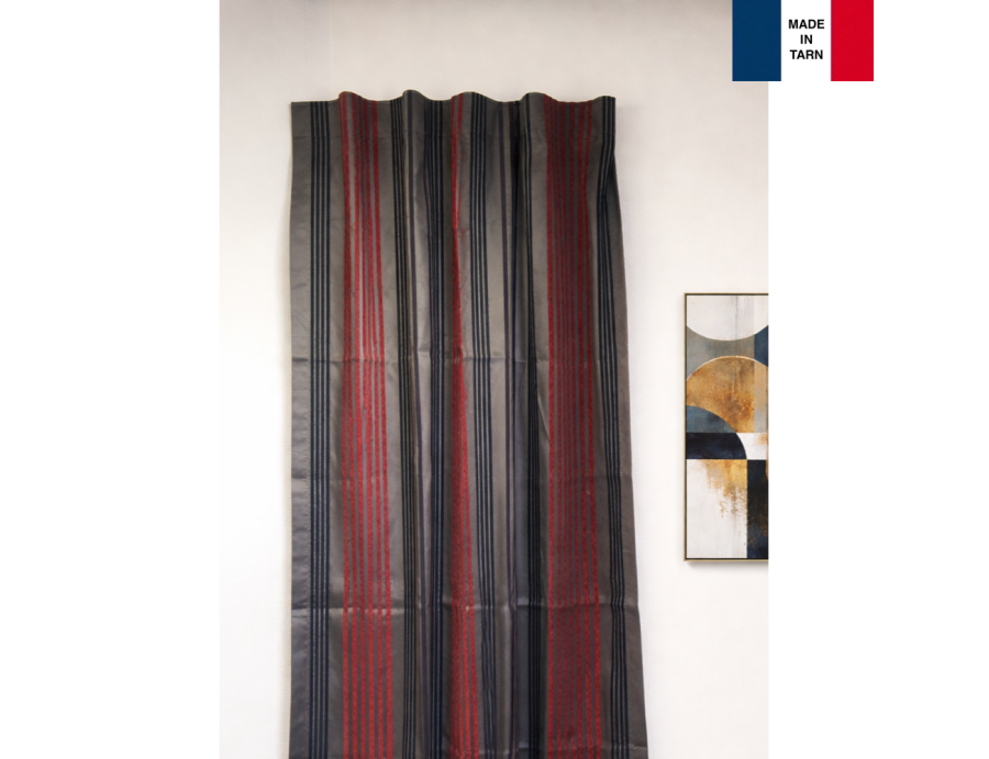 Rideau ruflette isolant thermique pour tringle portière MANNY rouge 135 x 240 cm