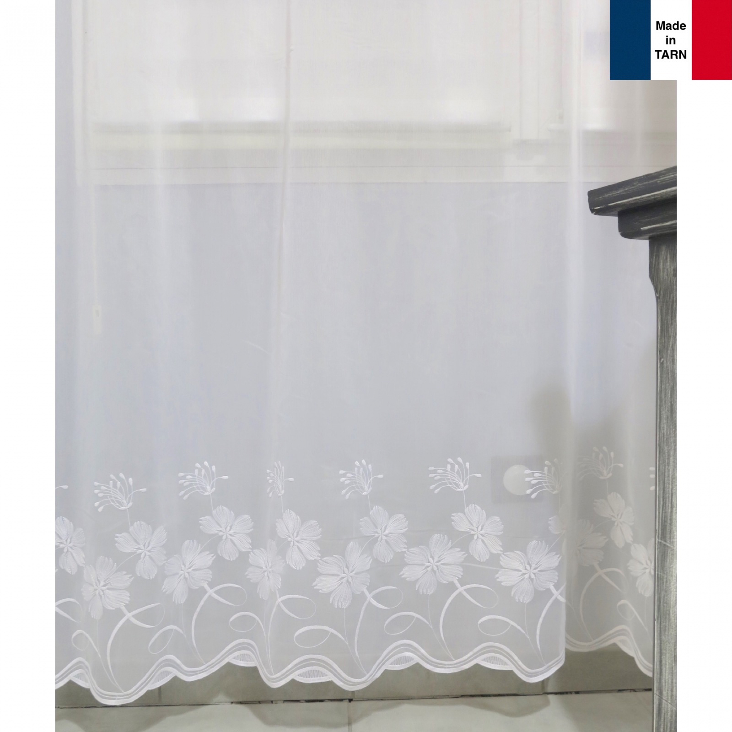 blanc/or broderies voile Exclusif & de haute qualité rideau sur mesure 